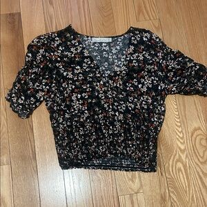 Abercrombie & Fitch Floral Black and White Blouse